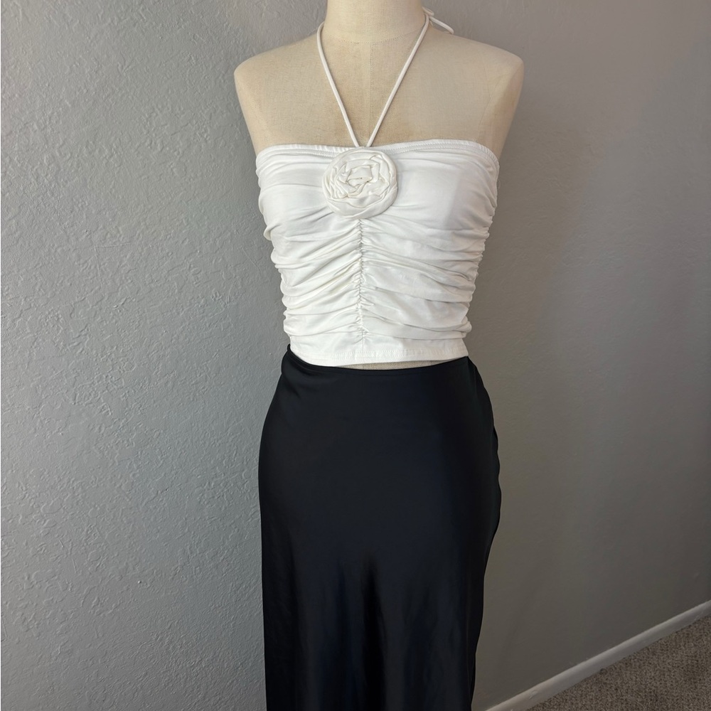 White flower Halter Top